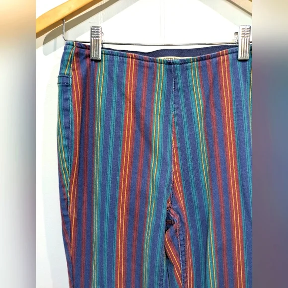 Rock & Roll Cowgirl Denim Bargain Bell Bottoms Pull On Size 26 Stripe Festival - Picture 2 of 10